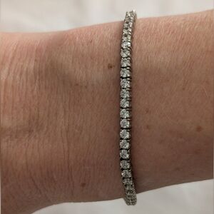 925 Sterling Silver 66 Round Cut CZ Tennis Bracelet 3mm Width 7.25" Length